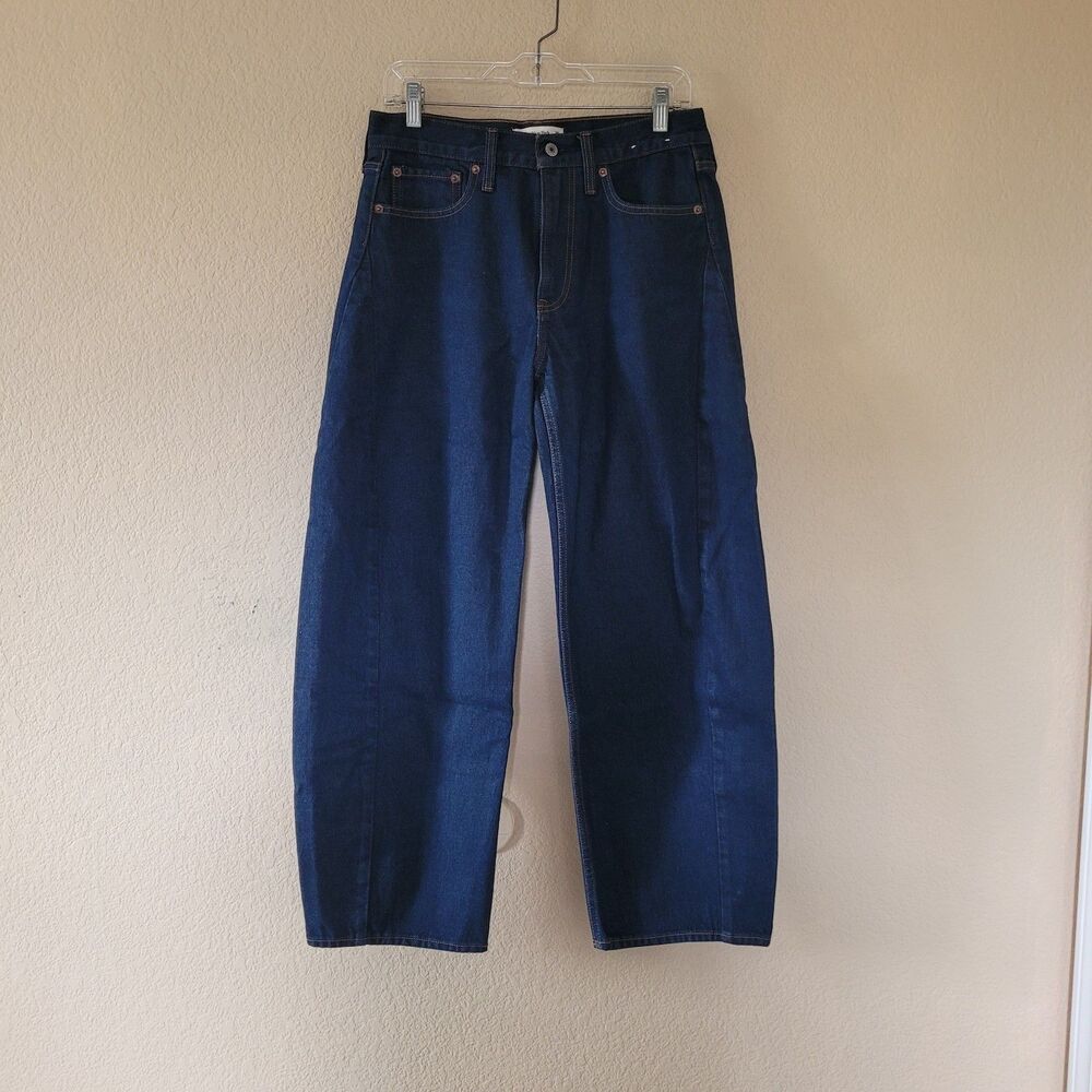 Abercrombie & Fitch The Barrel Jean Mid Rise Womens 26 Dark Wash Baggy Relaxed